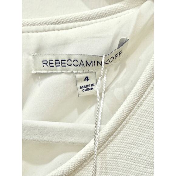 Rebecca Minkoff Sleeveless Ruched Mini Shift Dress w/ Side Zippers Chalk White 4 - Picture 5 of 6